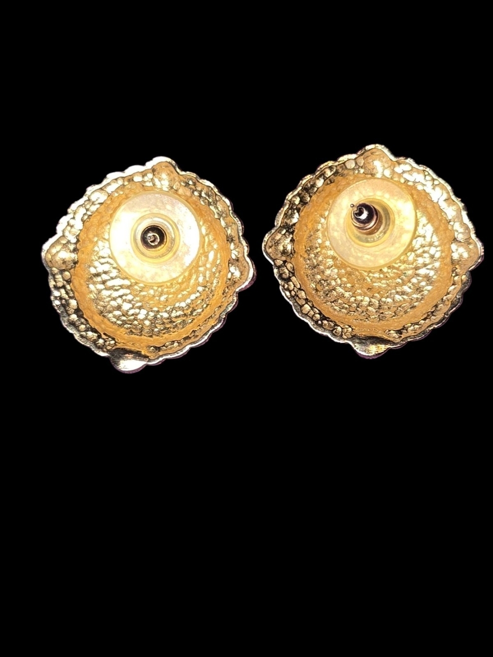 Gold and Red Round Statement Earrings - Women Jewelry - Picture 3 of 3